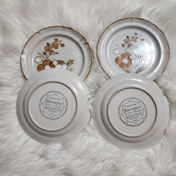 4 Autumn Fair Baroque HEARTHSIDE STONEWARE Dinner Plates - Picture 2 of 3